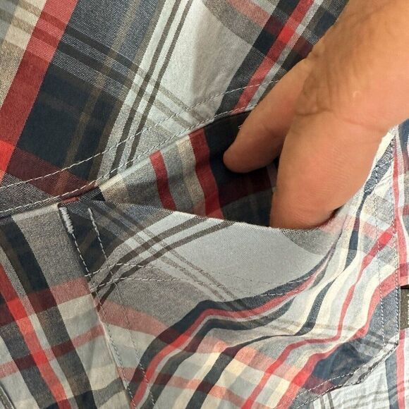 Columbia Shirt Mens Large Blue Plaid Short Sleeve Button Up Pocket Casual Cotton - Picture 4 of 7